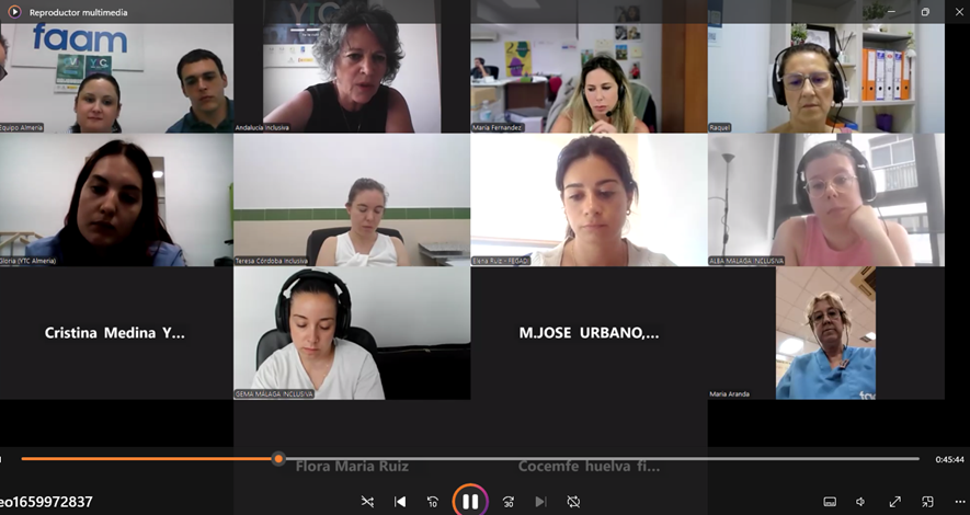 Las entidades de Andalucía Inclusiva COCEMFE que ejecutan el programa YTC.Red han participado en el Espacio de Encuentro.