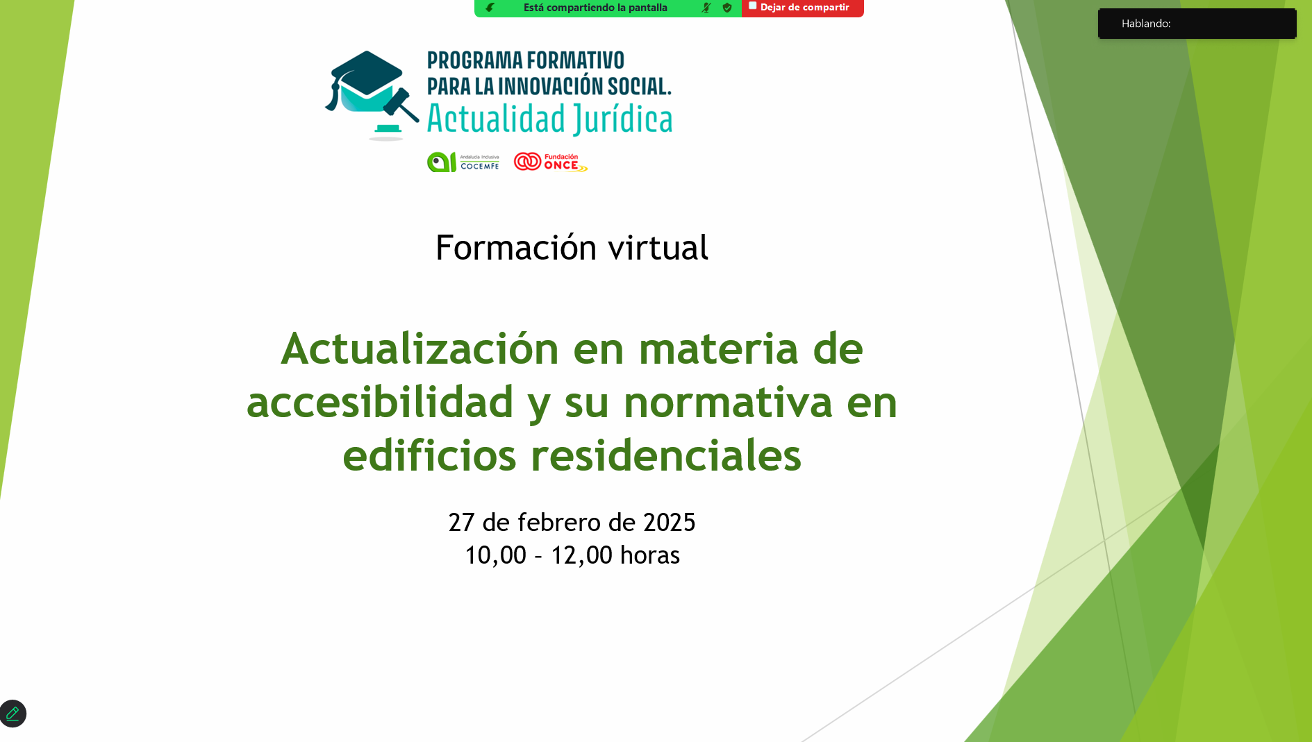Andalucía Inclusiva COCEMFE impulsa la formación en accesibilidad en edificios residenciales.