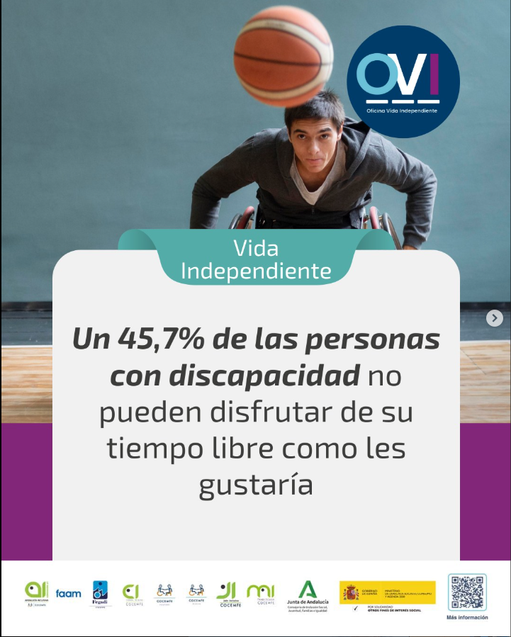 Un 45,7% de las personas con discapacidad no pueden disfrutar de su tiempo libre como les gustaría.