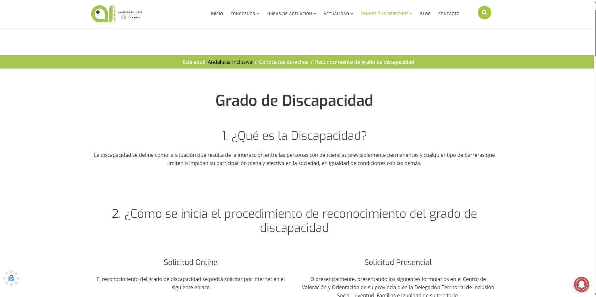 Andalucía Inclusiva refuerza el acceso a la información sobre el reconocimiento del grado de discapacidad