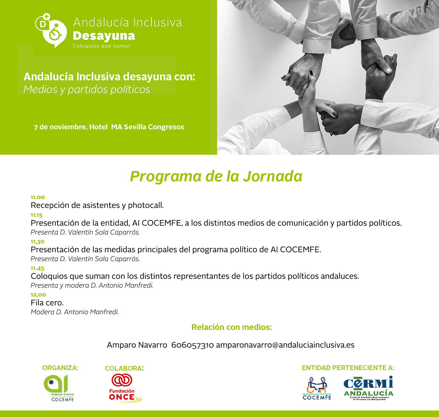 Desayuno informativo. 11 líneas estratégicas para la inclusión de las personas con discapacidad en Andalucía